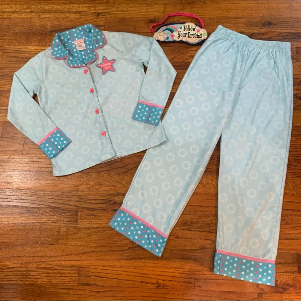 Girls St Eve 3 Pc Pajama Set Top Bottoms Eye Mask Rising Star Follow Your Dreams